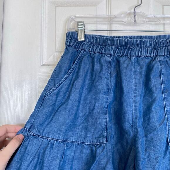 CURRENT AIR Chambray Tiered Shorts Size Medium Flowy Summer Tencel - Picture 5 of 7